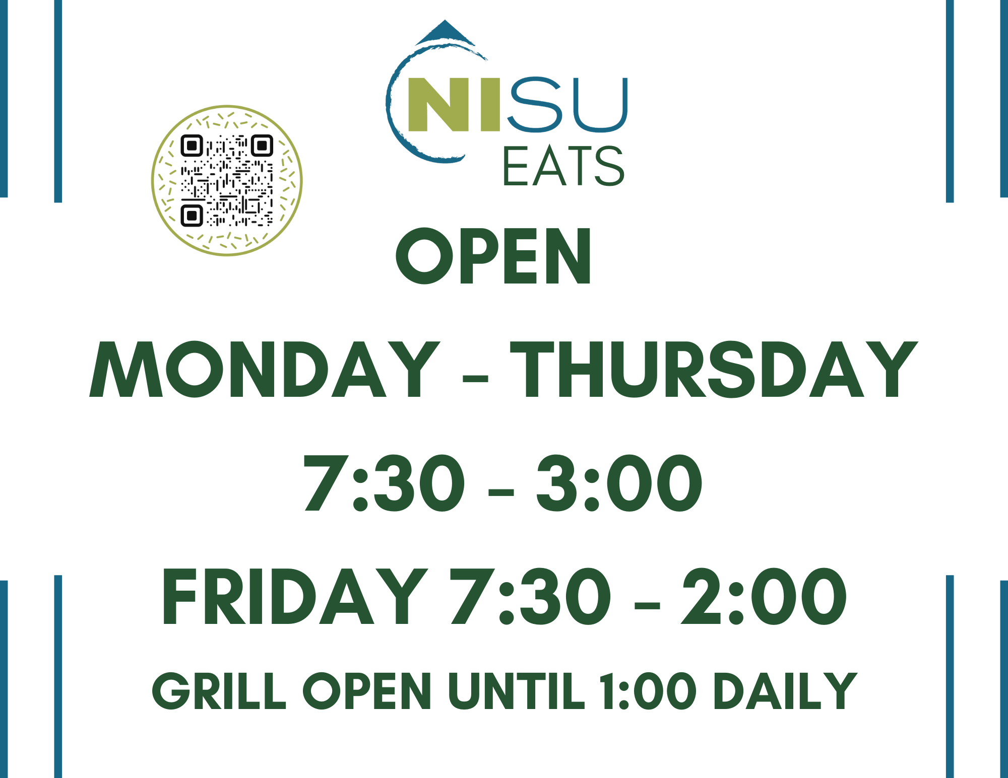 NISU Eats Hours